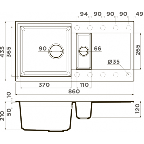 Кухонная мойка OMOIKIRI Sakaime 86-2-GR 86x43,5 leningrad grey