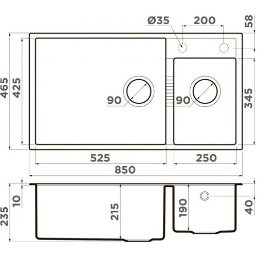 Кухонная мойка Omoikiri Tedori 85-2-U-SA 4993942 85x46,5 бежевый