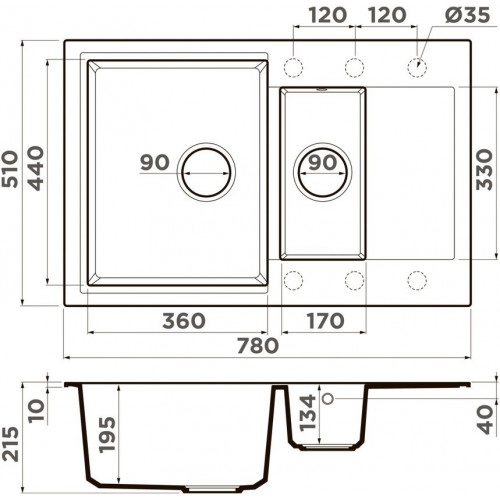 Кухонная мойка Omoikiri Daisen 78-2-BE 4993328 78x51 ваниль