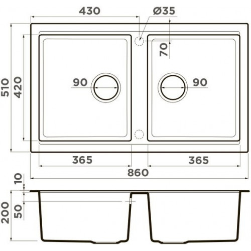 Кухонная мойка Omoikiri Tedori 86-2-BL 4993924 86x51 черный