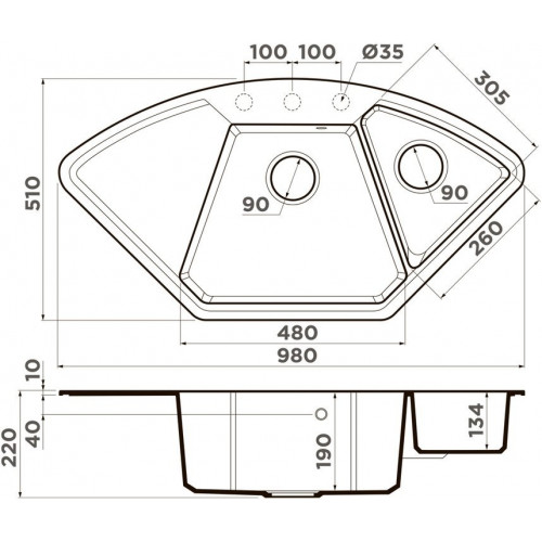 Кухонная мойка Omoikiri Yonaka 98-C-PA 4993712 98x51 пастила