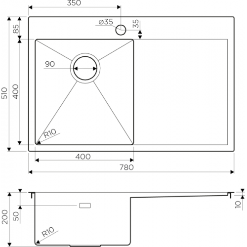 Кухонная мойка Omoikiri Akisame 78-IN-R 78x51 нержавеющая сталь