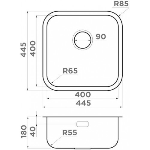 Кухонная мойка из н/с OMOIKIRI Omi 44-U/IF-IN Quadro 44.5x44.5 нержавеющая сталь