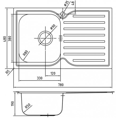 Кухонная мойка Iddis STR78SLi77 78x48