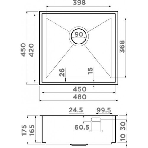 Кухонная мойка Omoikiri Kasen 48-26-INT-LG 4997057 48x45 светлое золото