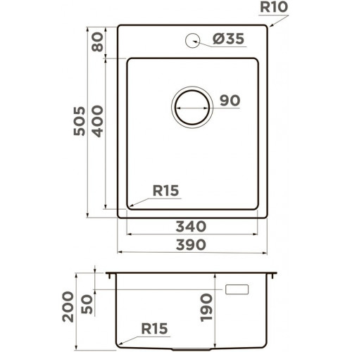 Кухонная мойка Omoikiri Amadare 39-IN 4997028 39x50,5 нержавеющая сталь