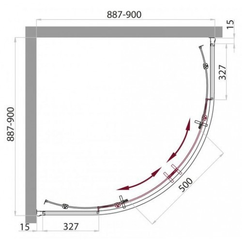 Душевая кабина Belbagno UNO-CAB-R-2-90-P-CR-TOP 90x90 стекла матовые