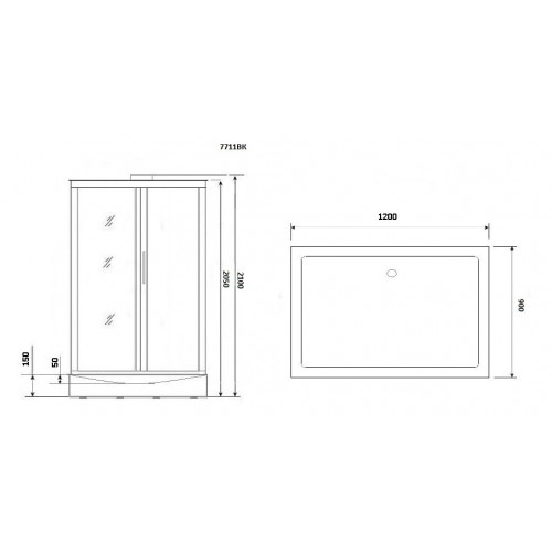 Душевая кабина Niagara NG-7711WBK 120x90 серебро, без крыши