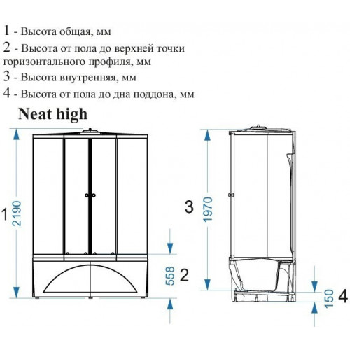 Гидромассажная душевая кабина Domani-Spa Neat high 150x80 сатин матированное стекло / белые стенки с гидромассажем