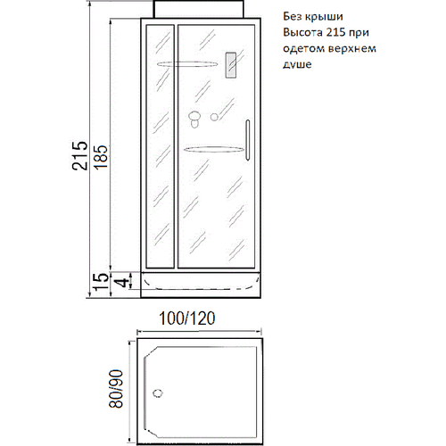 Душевая кабина River Tana 100/80/15 MT 100х80 (без крыши)