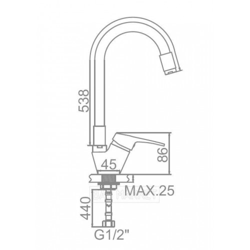 Смеситель для кухни Ledeme L4153-4 желтый (L4153-4)