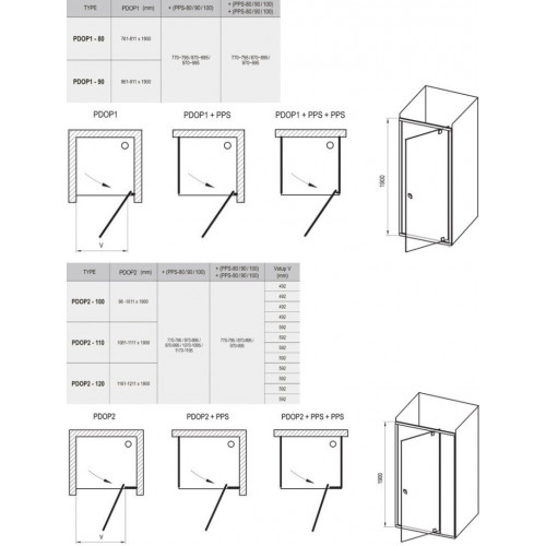 Душевой уголок Ravak Pivot PDOP2+PPS 100x90 стекла прозрачные, профиль сатин