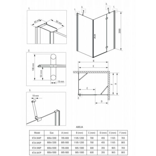 Душевой уголок Deante Abelia KTA 045P L/R 90x120