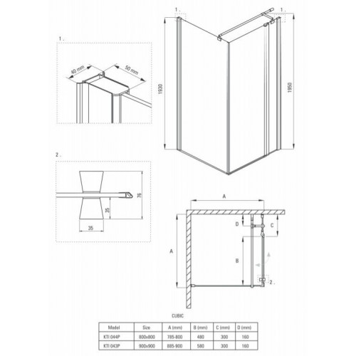 Душевой уголок Deante Cubic KTI 044P 80x80