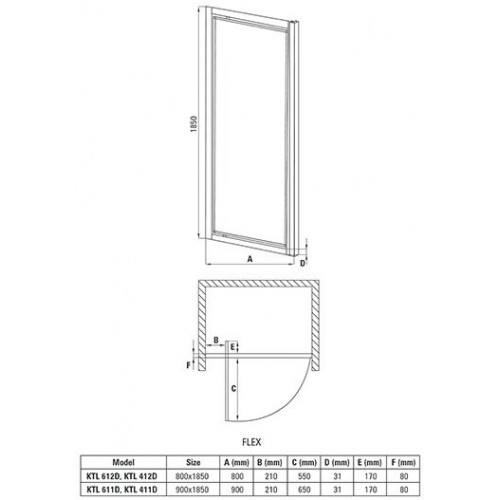 Душевая дверь Deante Flex KTL 612D 80x185