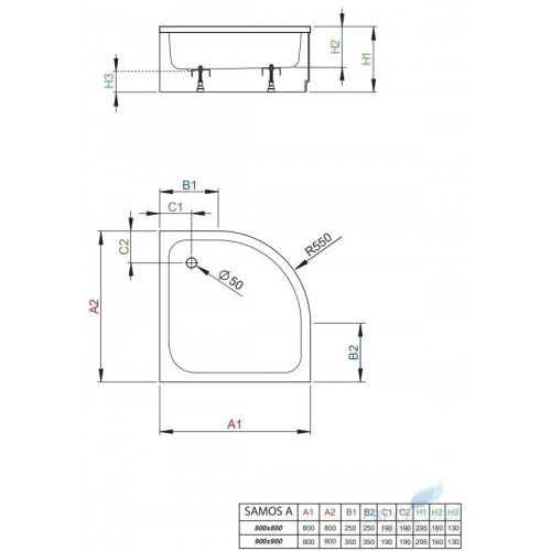 Угловой поддон Radaway Samos A 90x90