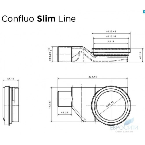 Трап напольный Pestan Confluo Slim Line+ 300-950 мм (300 мм)