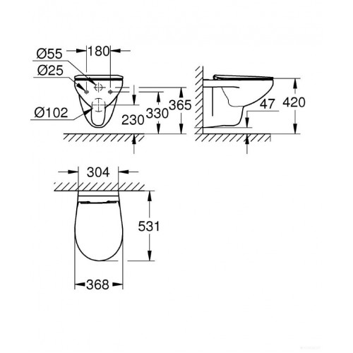 Унитаз Grohe QuickFix Bau Ceramic 39899000