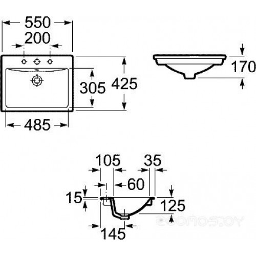 Умывальник Roca Diverta 55x42