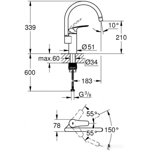 Смеситель Grohe Eurosmart 33202003