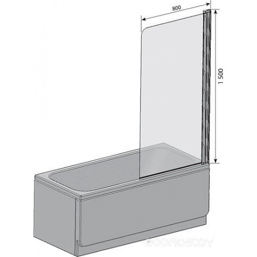 Шторка на ванну Ravak CVS1-80 R Transparent, профиль белый