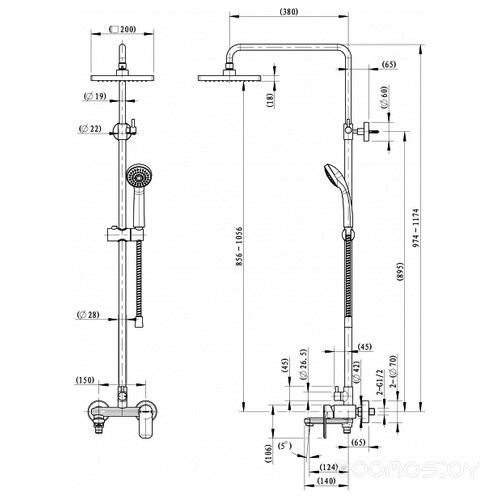 Душевая стойка Bravat Opal F6125183CP-A-RUS хром