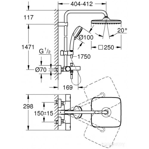 Душевая система Grohe Tempesta Cosmopolitan System 250 Cube 26691000