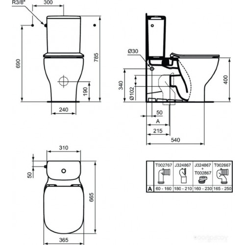 Унитаз Ideal Standard Tesi AquaBlade T008201+T352701+T356801