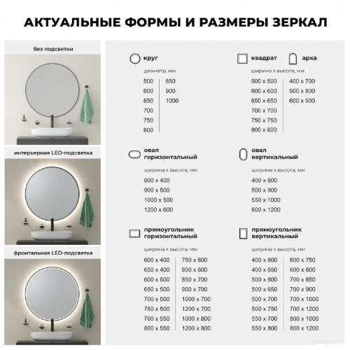 Зеркало Wellsee Зеркало с фронтальной LED-подсветкой 7 Rays' Spectrum 172201580, 40 х 80 см (с сенсором и регулировкой яркости освещения)