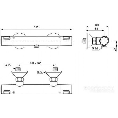 Гигиенический душ Ideal Standard Ceratherm T25 A7201AA + B0595AA