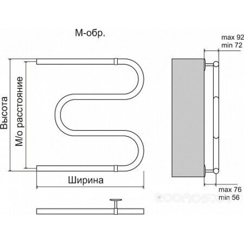 Водяной полотенцесушитель Terminus М-обр AISI 25 500х400