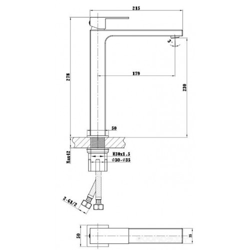 Смеситель Vincea Cube VBF-1C02CH