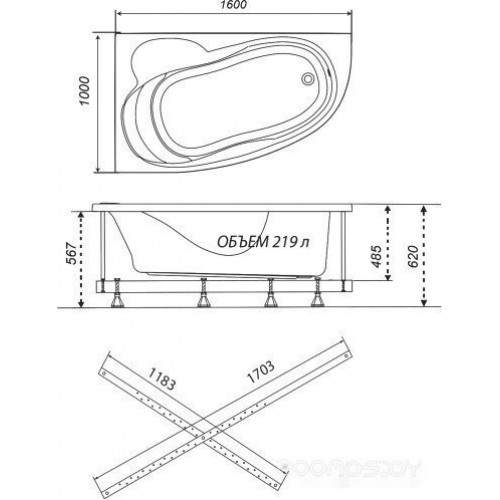 Ванна Triton Николь 160x100R (с каркасом)