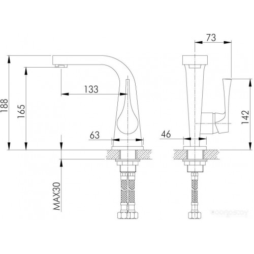 Смеситель Rossinka Silvermix RS34-12U