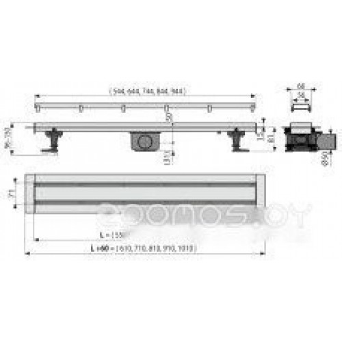 Душевой лоток Alcaplast APZ13-DOUBLE9-650 (с решеткой)