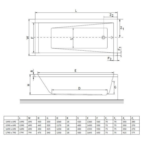 Ванна акриловая Excellent Wave Slim 170x75 (ножки отдельно)