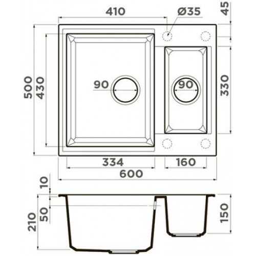 Кухонная мойка OMOIKIRI Sakaime 60-2-WH 60x50 белый