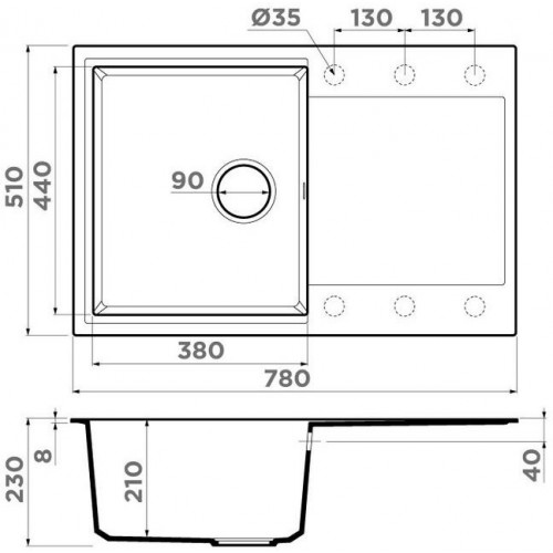 Кухонная мойка Omoikiri Daisen 78T-DC 4993526 78x51 темный шоколад