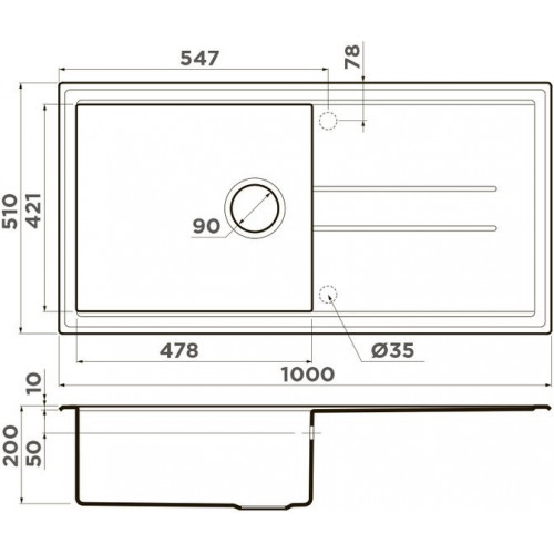 Кухонная мойка Omoikiri Tedori 100-PL 4993923 100x51 платина