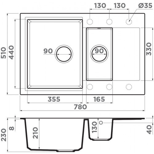 Кухонная мойка Omoikiri Daisen 78-2T CH 4993531 78x51 шампань