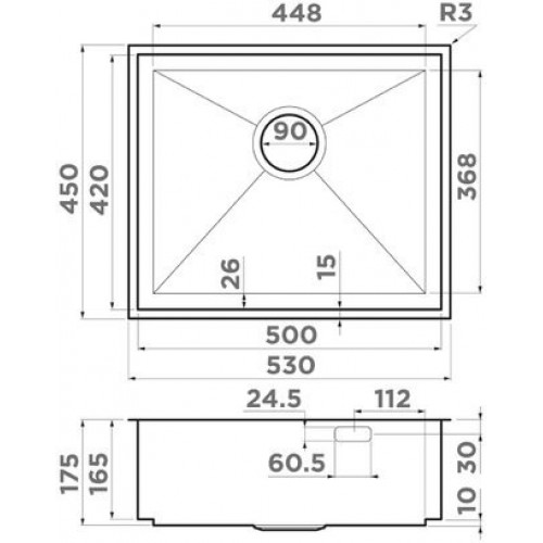 Кухонная мойка Omoikiri Kasen 4993496 53x45 вороненая сталь