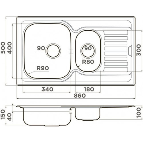 Кухонная мойка Omoikiri Kashiogawa 86-2-IN 4993454 86x50 нержавеющая сталь