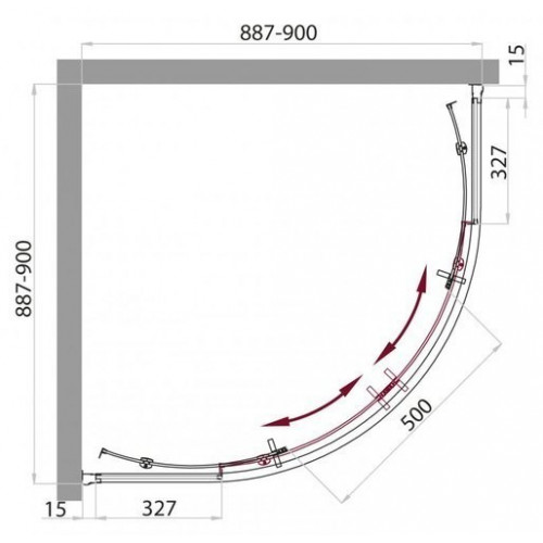 Душевая кабина Belbagno UNO-CAB-R-2-90-C-CR-TOP 90x90 стекла прозрачные