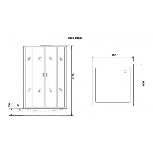 Душевая кабина Niagara Premium NG-6001-01GQ 90x90