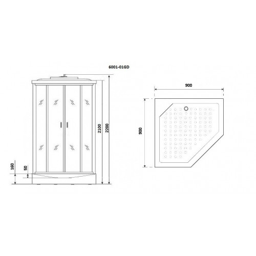 Душевая кабина Niagara Premium NG-6001-01GD 90x90