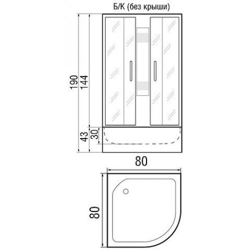 Душевая кабина River Nara 80/43 без крыши 80х80