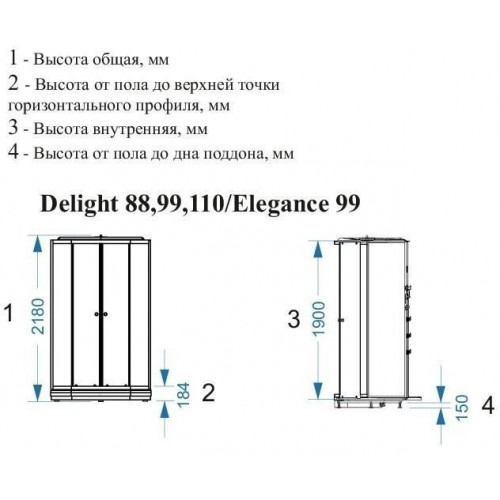 Душевая кабина Domani-Spa Delight 99 90x90 прозрачное стекло / белые стенки