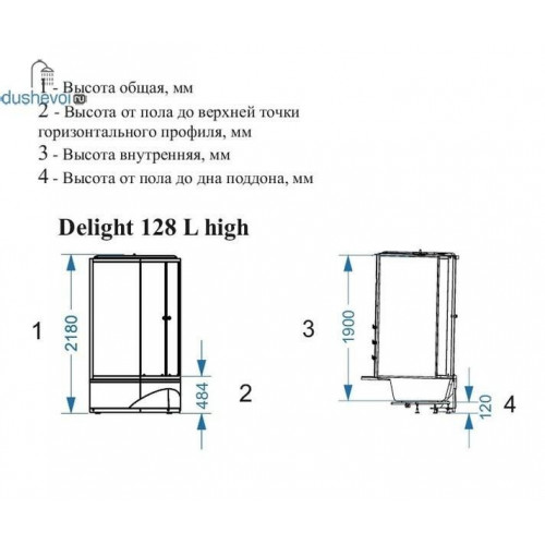 Душевая кабина Domani-Spa Delight 128 high R 120x80 стекло прозрачное / черные стенки