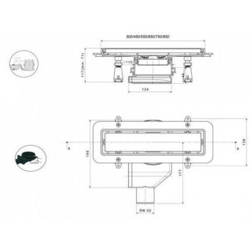 Душевой лоток с решёткой Pestan Confluo Premium Line 550