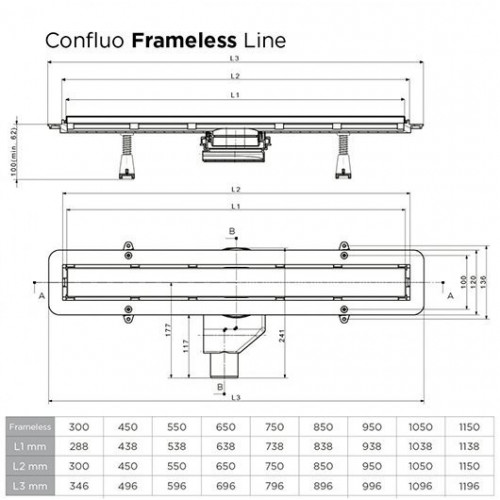 Душевой лоток Pestan Confluo Frameless Line Gold 650 золото / под плитку